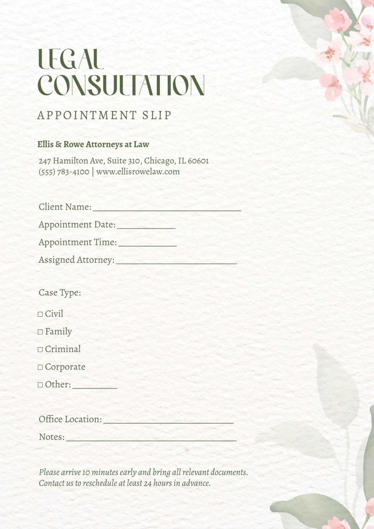 Free Aesthetic Legal Appointment Template to Edit Online