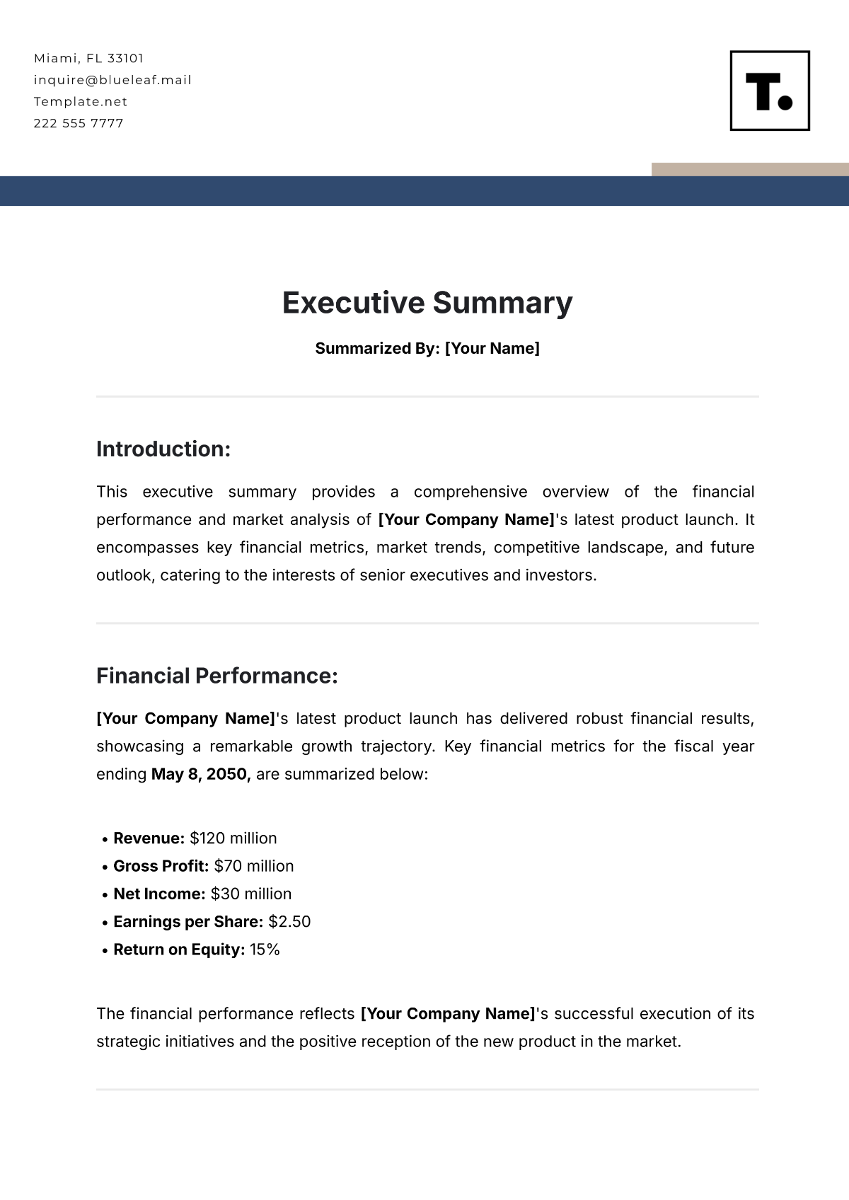 Free Executive Summary Template to Edit Online