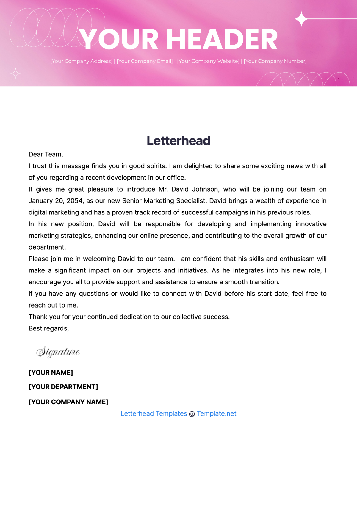 Free Letterhead Template to Edit Online