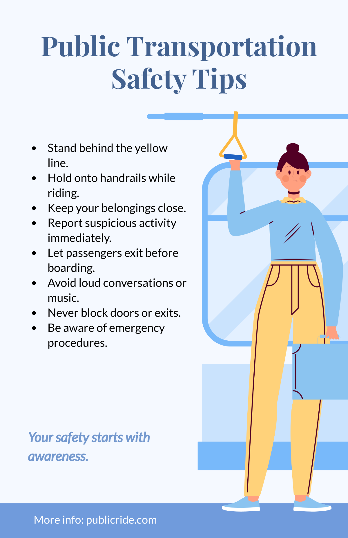 Free Public Transportation Safety Poster Template to Edit Online