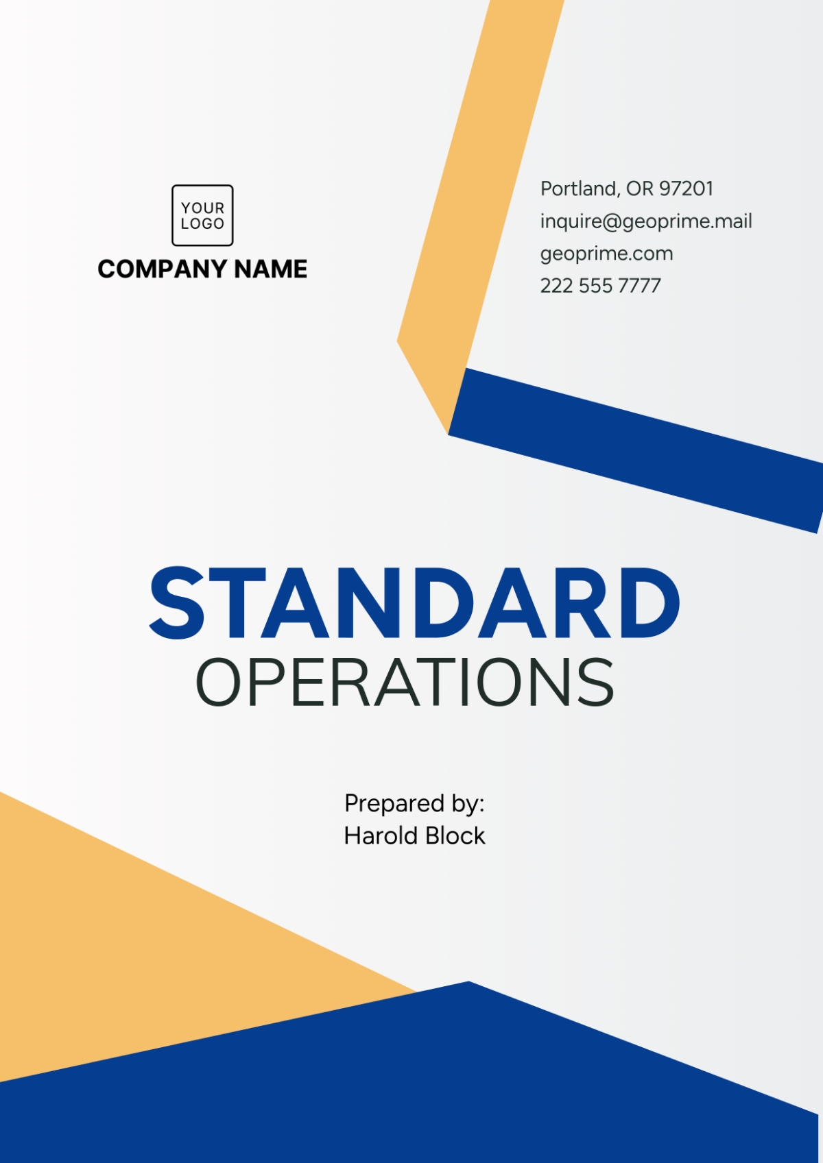 Free Standard Operations Cover Page Template to Edit Online